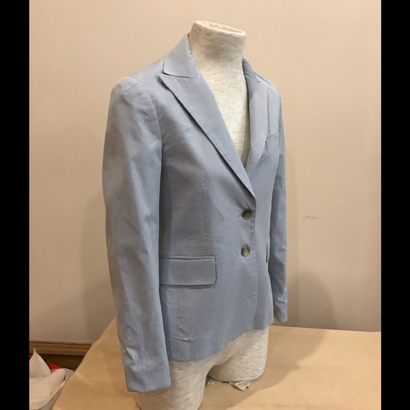 Theory blue white pinstripe seersucker jacket - Picture 2 of 8
